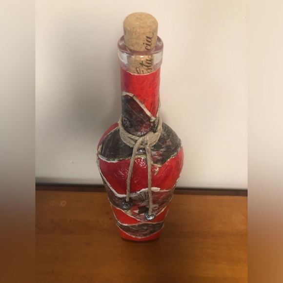 Handmade Glass Decorative Painted Red & Floral Patterned Patterned Vase - Picture 4 of 16